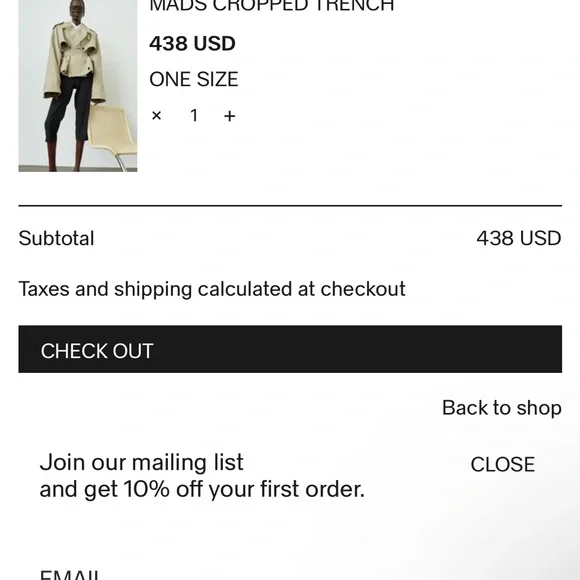 The Frankie Shop Beige MADS Cropped Trench Coat - Picture 2 of 8